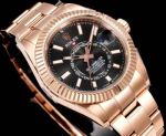 AR Factory Rolex Sky-dweller 42*14.5mm 316L Steel Rose Gold Oyster Bracelet 9002 Movement Black Face Watch
